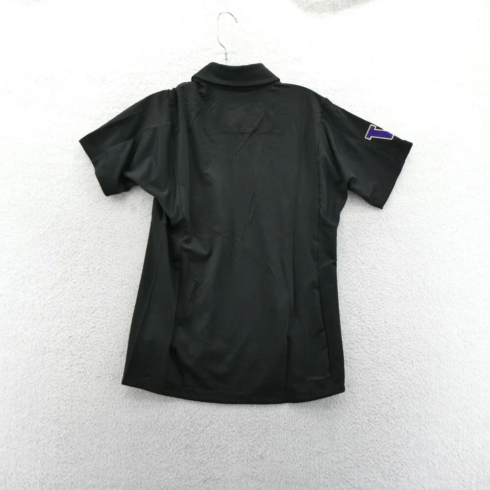 Washington Huskies Polo Mens Small Black 1/4 Zip Track Golf Adidas‎ NCAA New